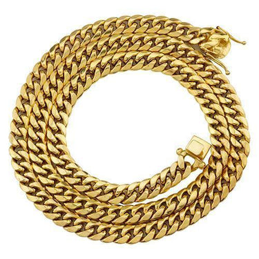 Semi-Solid Cuban Link Chain in 14k Yellow Gold 9.5 mm